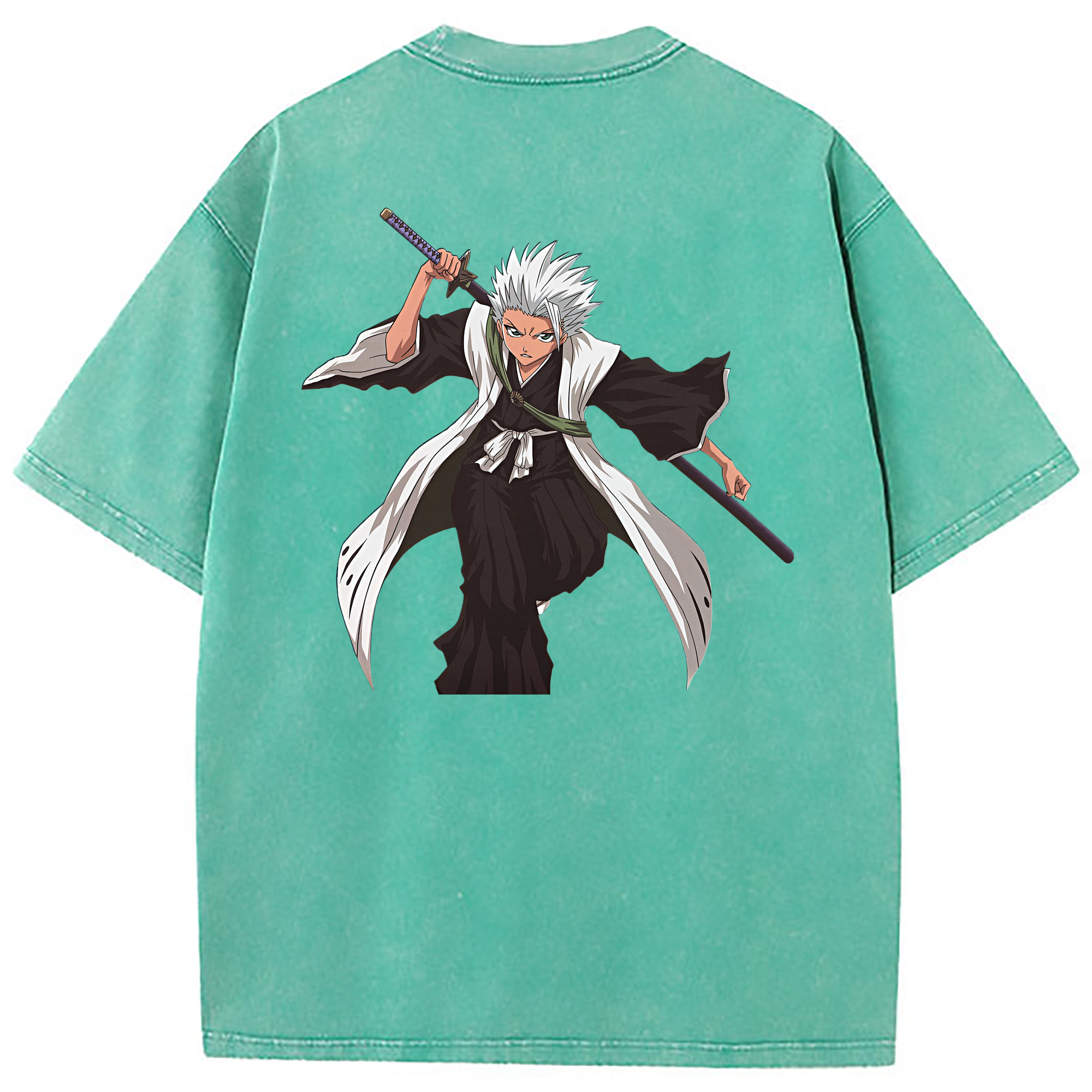 （画像用） ブリーチ 日番谷冬獅郎（ひつがや とうしろう） BLEACH Hitsugaya Toushirou 綿100% ヴィンテージ風 半袖Tシャツ（背面プリント）